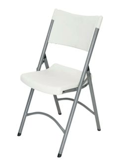 Heavy Duty White Folding Chair - Metal Frame