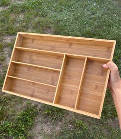Bamboo Utensil -Silverware Tray Organizer Holder