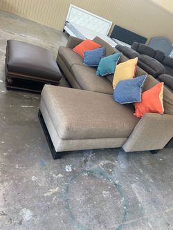 Brown Fabric Sectional Sofa