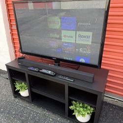 Older 45” Samsung Plazma TV With Roku Stick $120, Tv Stand $50