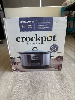 Crock-Pot Large 8-Quart Programmable Slow Cooker with Auto Warm Setting Black Stainless Steel