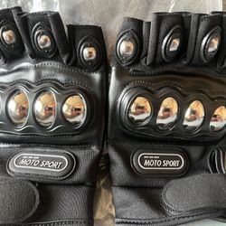 New Motorcycle Steel Knuckles Gloves Size Large