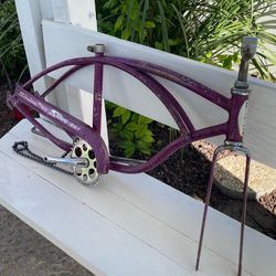 Super Bowl Sunday Special , Schwinn Stingray, 1966 Plum Purple, Needs Stem Stuck, Sting-Ray, 60s, 20” Project Bike, Cool Patina Rider, Vintage Schwinn