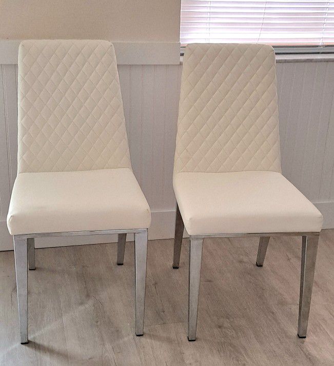 Pair Off-White Side Chairs 