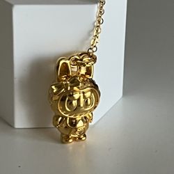 18K Authentic Yellow Gold Chain With Labubu Pendant