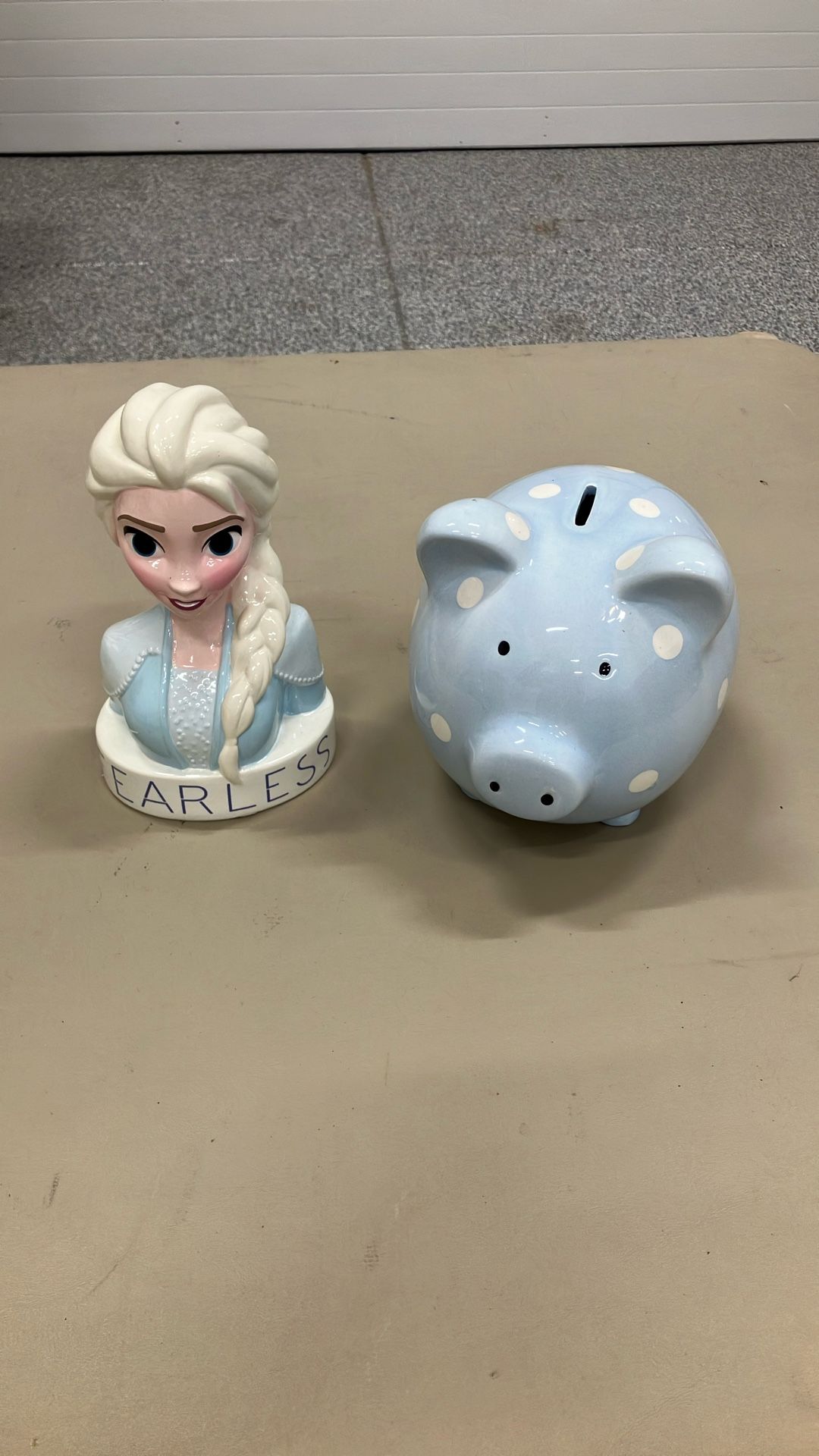 Disney Ceramic Piggy Banks, Frozen And Spotted Pig