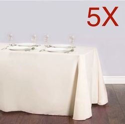 5 Pcs Ivory 60” x 126” Rectangle Polyester Tablecloth Table Cover Party Wedding Linen  Easy laundering in your home washing machine, Easy care - Wrink