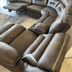 Leather Power Reclining Sectional Sofa Couch Kincord