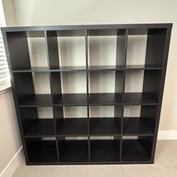 Wooden Black coffee Book Case - 16 cubic shelves.