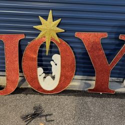 Christmas JOY Yard Decoration. It has Stakes for in ground. See pictures for Dimensions 