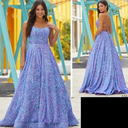 New With Tags Amarra Sequin & Velvet Long Formal Ball Gown & Prom Gown With Pockets $220