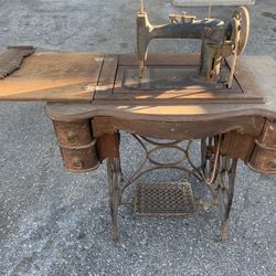 Early Foot Pedal Sewing Machine. Make Unknown 
