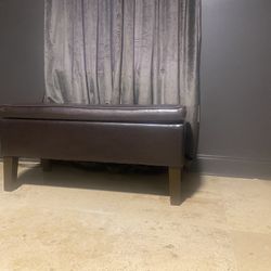 Faux Leather Storage Ottoman 