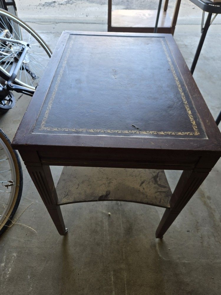 Vintage Brass Wheel End Table