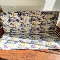 Solid Wood Framed Couch -can Function As A Futon