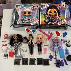 LOL OMG movie magic dolls bundle lot Pink Chick, Tough Dude, Starlette, Gamma Babe