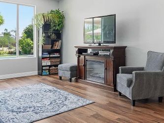 Solid Wood Entertainment Stand with Electric Fireplace Insert