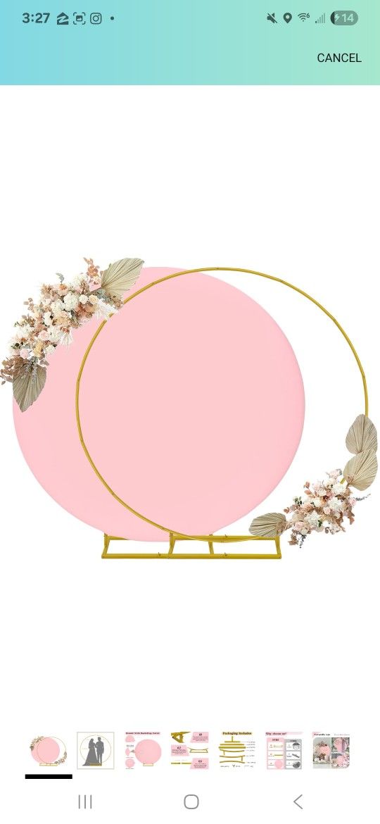 6ft Round Wedding Arch Backdrop Stand & Pink Arch Cover - Metal & Spandex - Rustic Style - Perfect for Weddings, Baby Showers & More