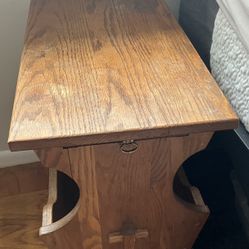 Vintage Pennsylvania House Wooden End Side Table with Magazine Rack and Pullout Leaf