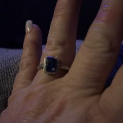 Emerald Cut Sapphire And diamond Ring 