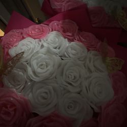 Glittered bouquet pink and white