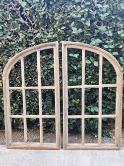 Set of 2, 38" H, Petino Arch Wood Frame Distress White Shabby Chic
