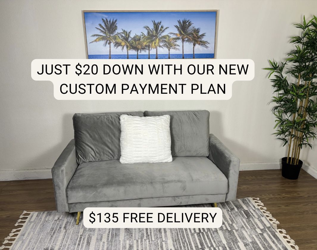 Brand New Beautiful Gray Velvet Couch - Free Delivery