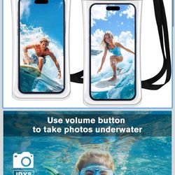 JOTO 2 Pack Waterproof Phone Pouch Case Up to 7", IPX8 Underwater Phone Case Cellphone Dry Bag for iPhone 16 15 14 13 12 Pro Max Xs Max XR X 8 7 6S Pl