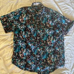 Robert Graham Men’s L Short Sleeve button down shirt Abstract Arts Classic