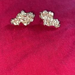 10 K Gold Nugget Earrings 