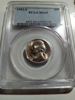 1953-S 5CENT - PCGS MS65