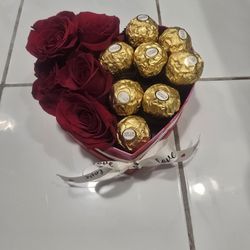 Fresh Red Roses With Chocolate Heart