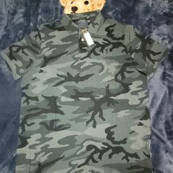 POLO RALPH LAUREN BLACK GRAY CAMO POLO SHIRT MENS SIZE XL