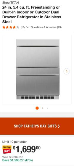 50% OFF - 24" Dual Drawer Refrigerator 5.4 cu ft Built-In/Outdoor Stainless Steel