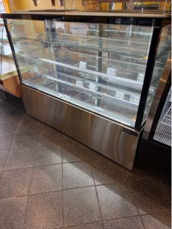 PeakCold 70" Straight Glass Refrigerated Display Case w/(2) Sliding Glass Rear Entry Doors 70"W x 29"D x 55"H