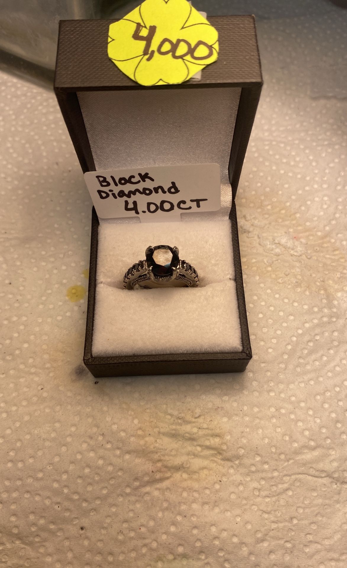 10k White Gold Ring With Black Diamonds