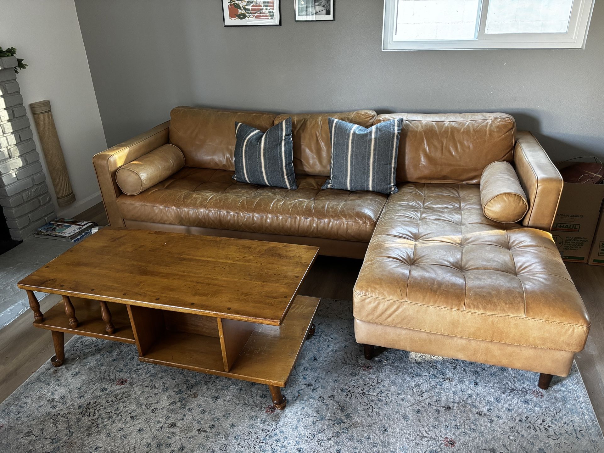 Article Real Leather sectional sofa.