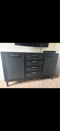 Navy Textured Sumter Sideboard storage cabinet buffet - Ballard Designs - designer MCM style