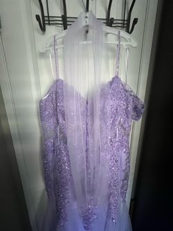 Lavender Lace Sequin Formal Gown