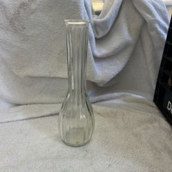 Vintage Hoosier Glass 4034 29 Bud Vase Clear Vertical Ribbed 9"