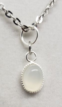 Natural Oval Moonstone Silver Necklace