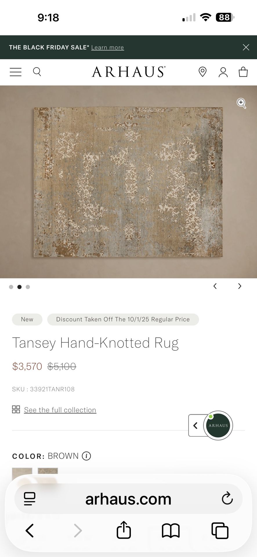 Brand New!! Arhaus Tansey Hand-Knotted Rug 9x12