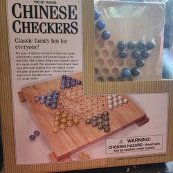 All Natural Wood Chinese Checkers With Wooden Marbles

