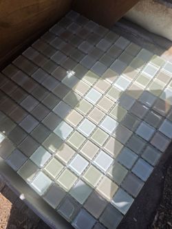 Glass Mosaic Tile Sheets Gray and White