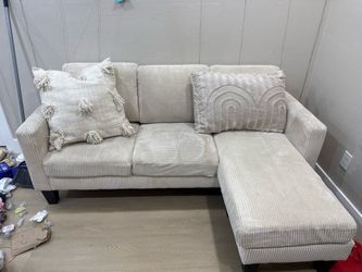 beige small sectional sofa