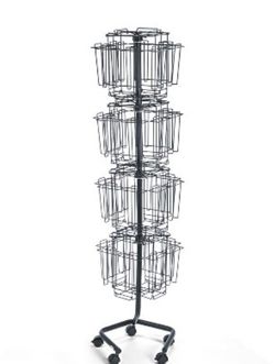 Wire Rotary Display Racks 32 Compartments 15w x 15d x 60h Charcoal 4128CH