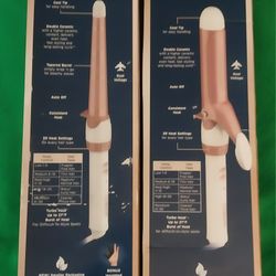 Lot of 2 New Conair Double Ceramic Hair Curler Waves Wands Iron 1 1/4-3/4"