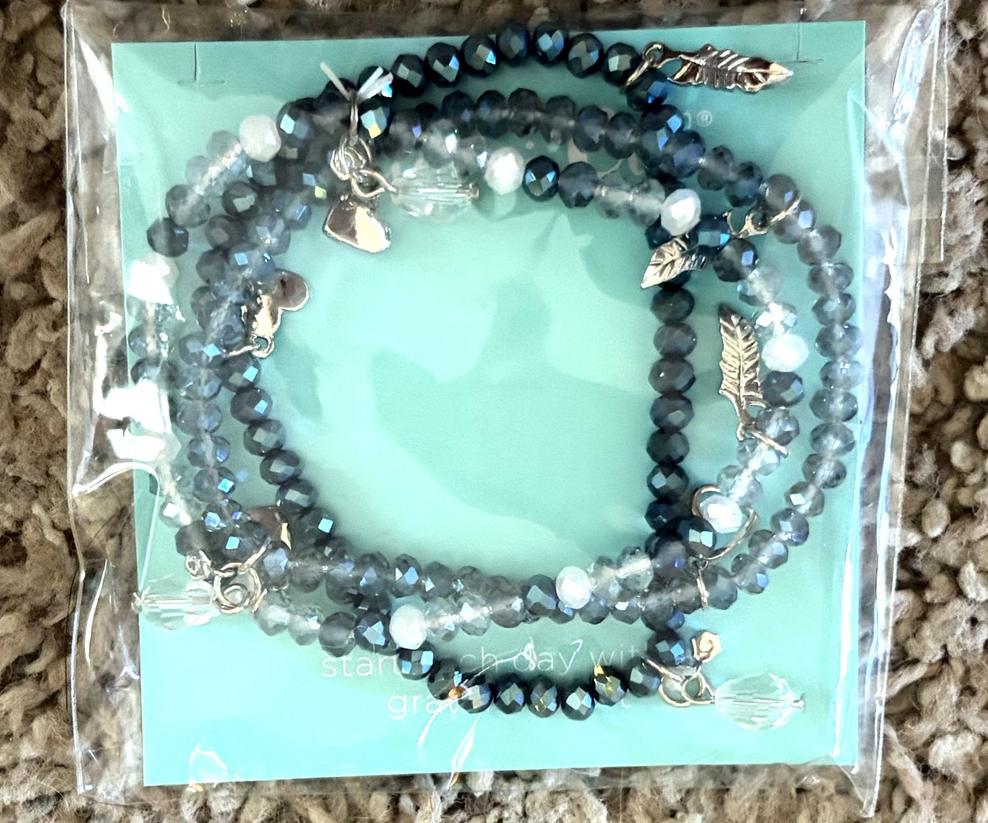 Stretch Bracelets With Beads And Charms, New In Package