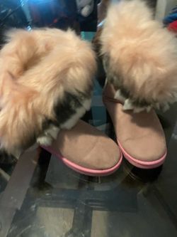 Pink Faux Fur Trim Winter Boots