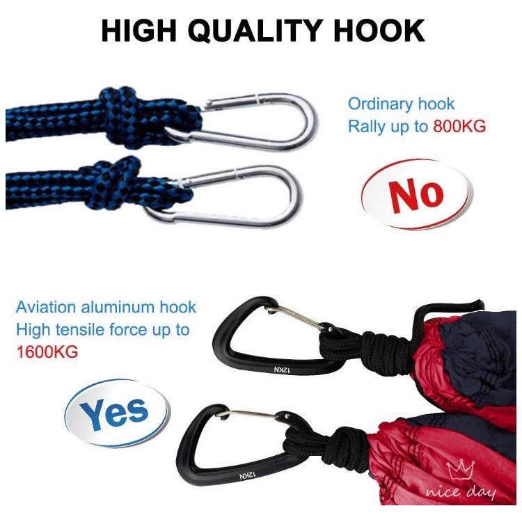 Single & Double Camping Hammock with Tree Straps, Lightweight Parachute Nylon Hammock, Portable Indoor Outdoor Hammocks for Hiking, Camping, Backpack